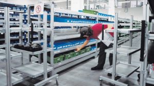 Person interacting with Bosch Rexroth materials